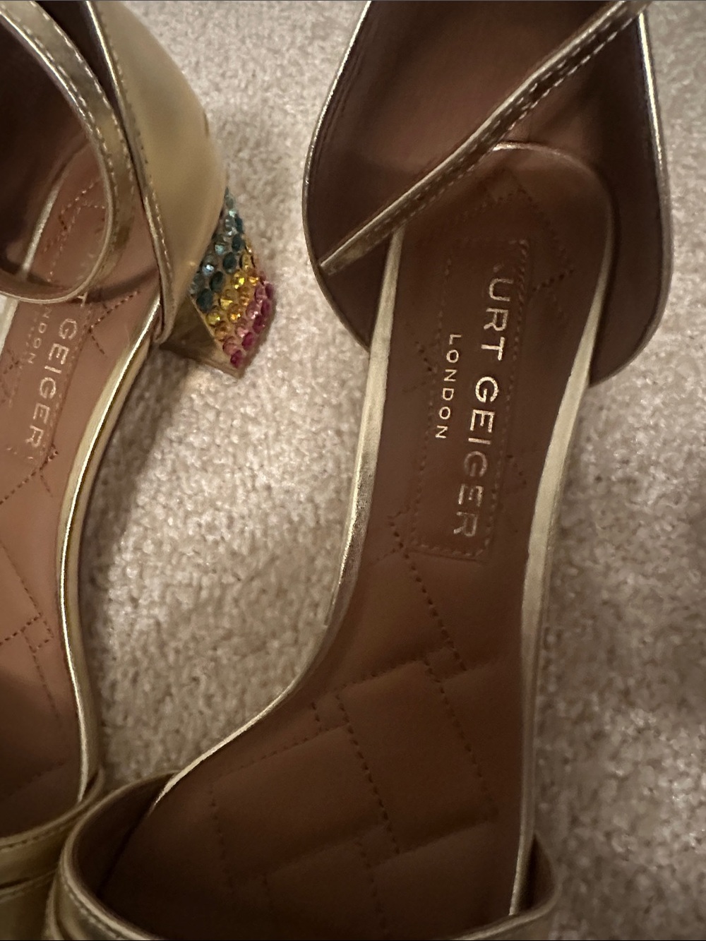 Kurt Geiger Gold Ankle-Strap Sandals with Decorative Buckle - Picture 3 of 3